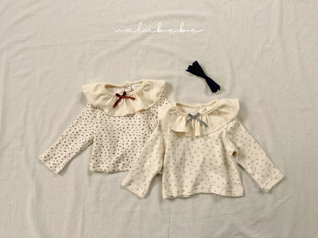 Flower ribbon collar tops