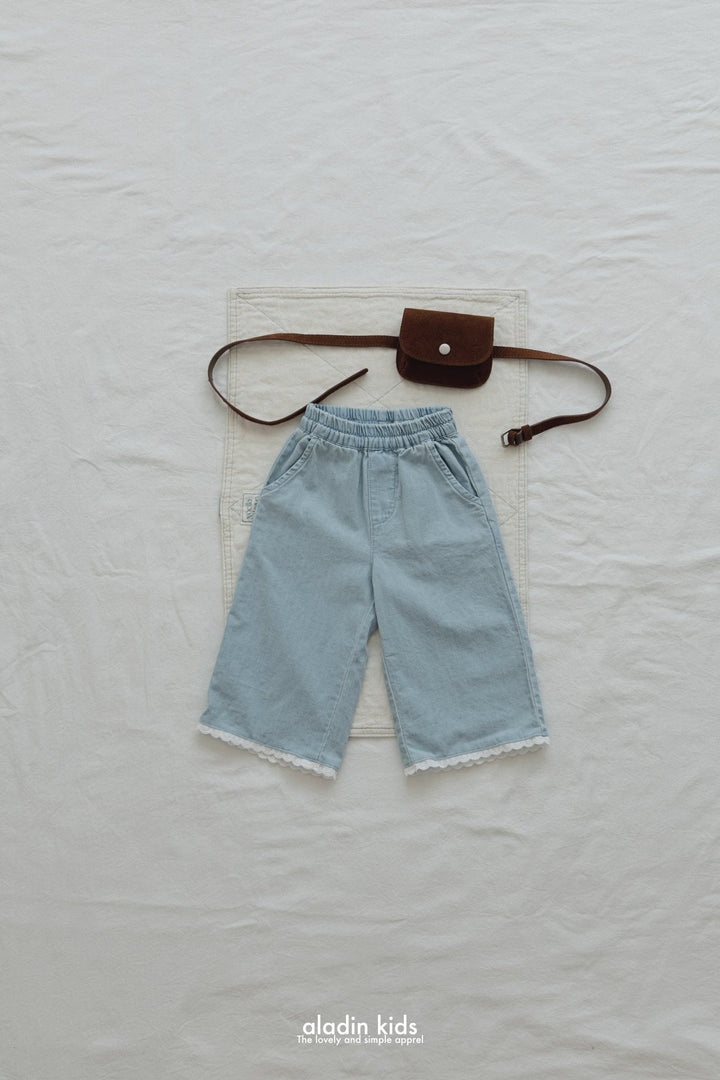 Linen lace denim pants
