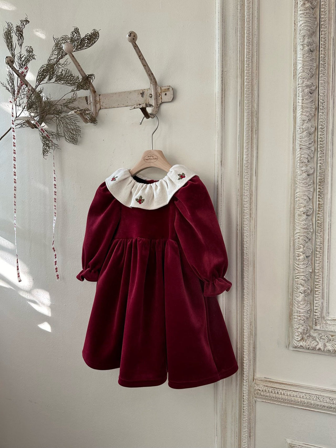 Mary velvet dress  red