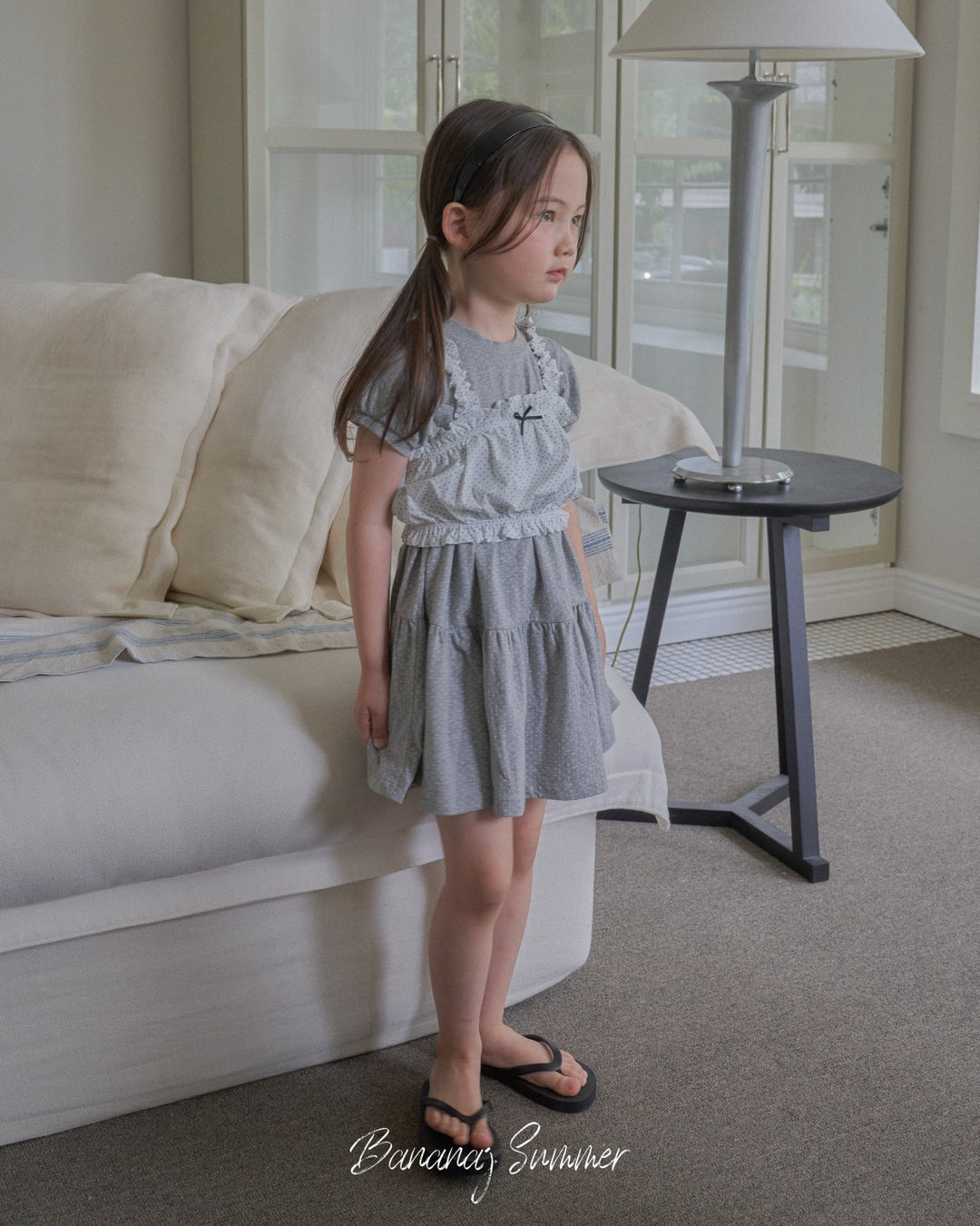Dot ruffle one-piece