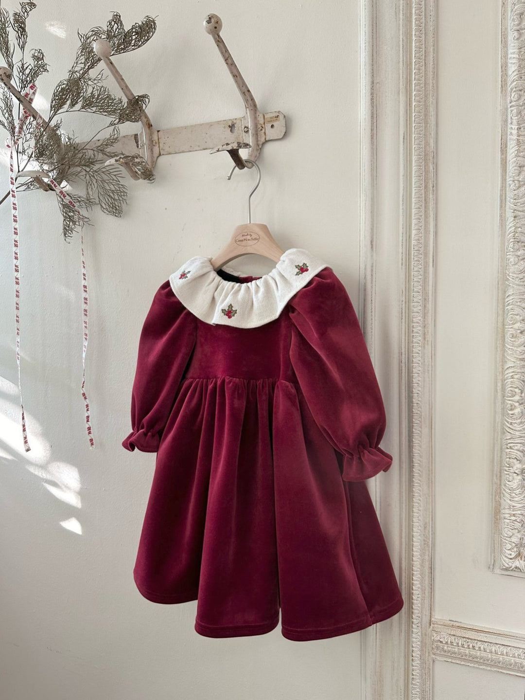 Mary velvet dress  red