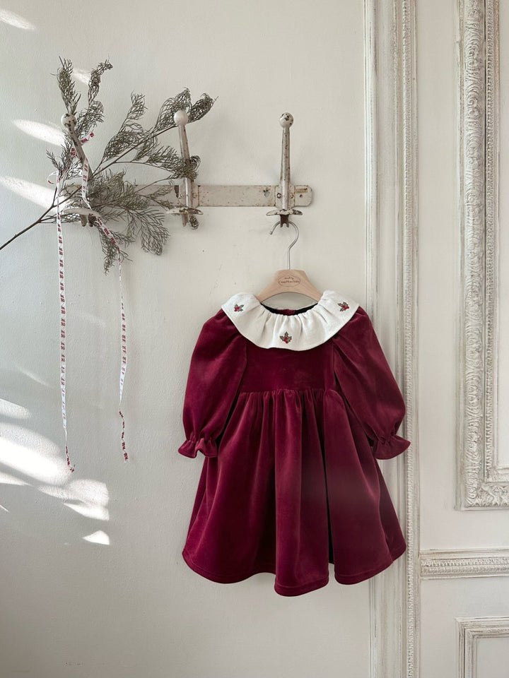 Mary velvet dress  red