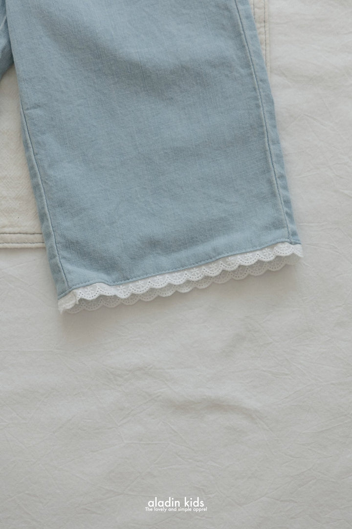 Linen lace denim pants