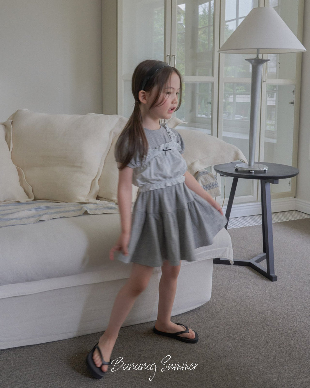 Dot ruffle one-piece