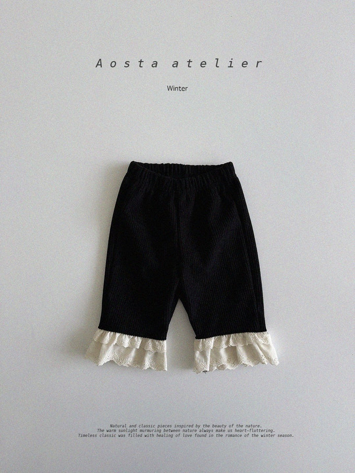 Corduroy frills pants