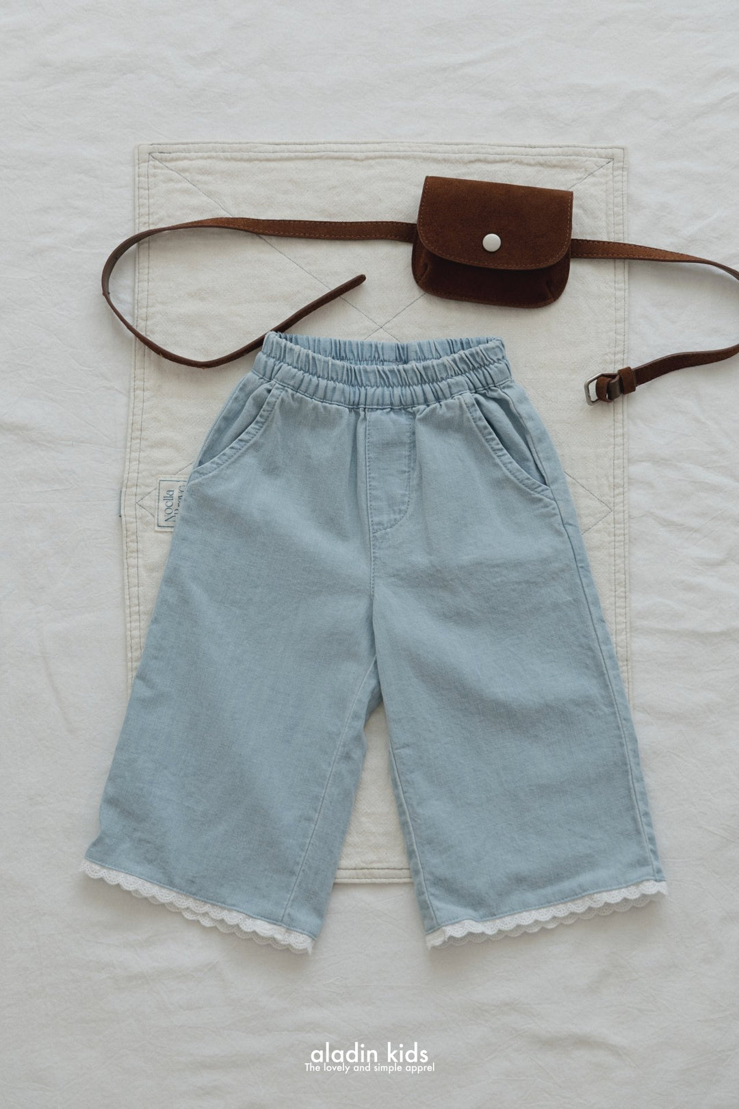 Linen lace denim pants