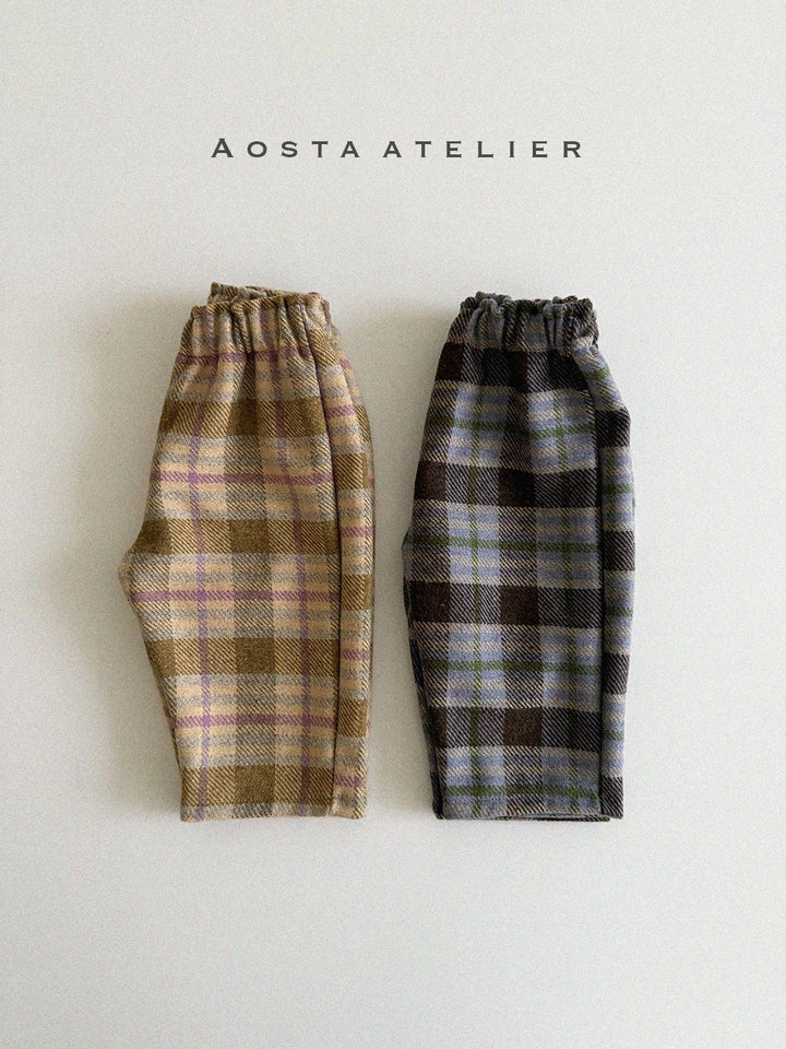 Wool check pants