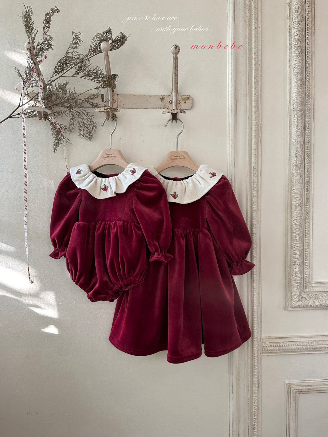 Mary velvet dress  red