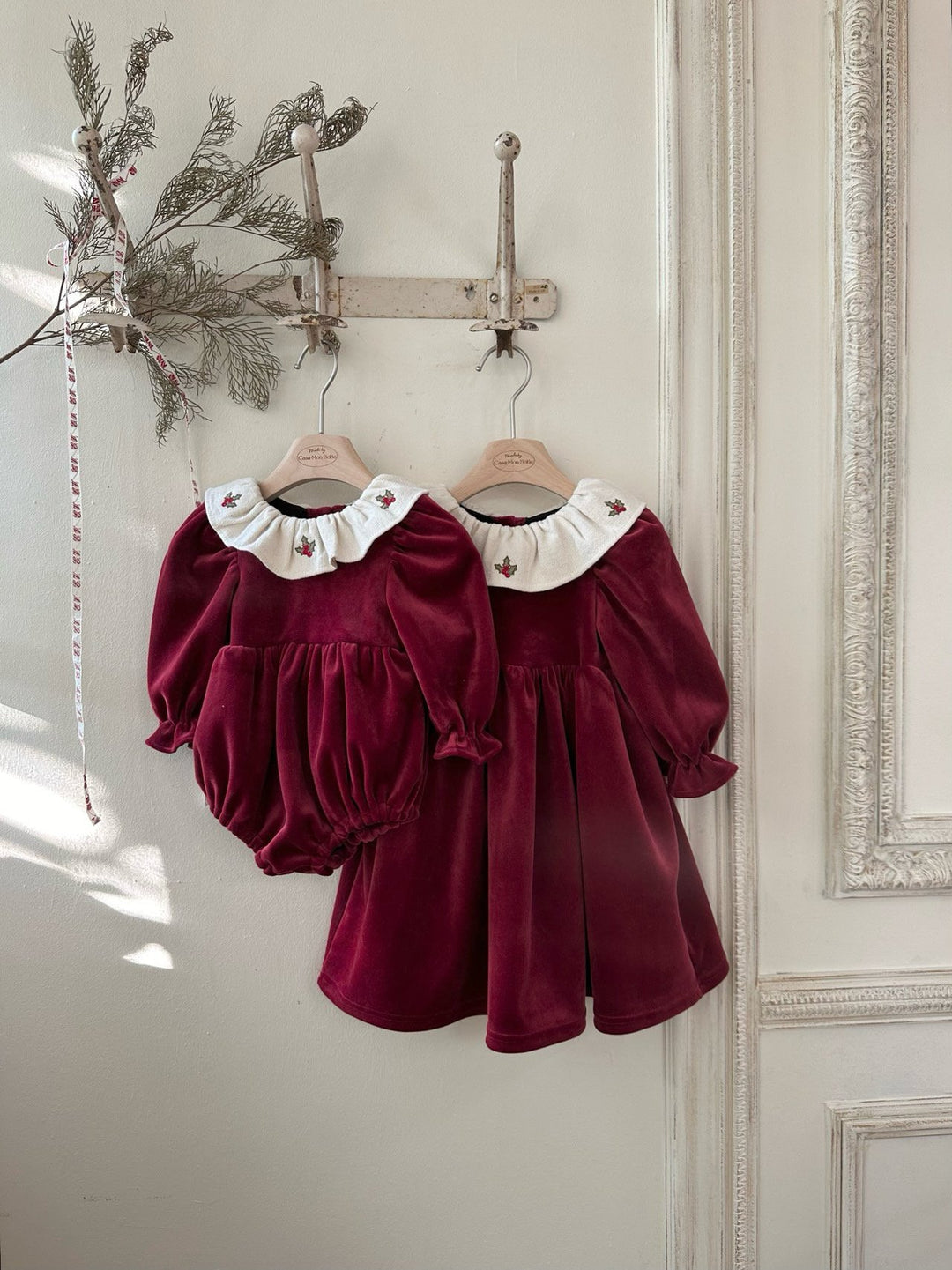 Mary velvet dress  red